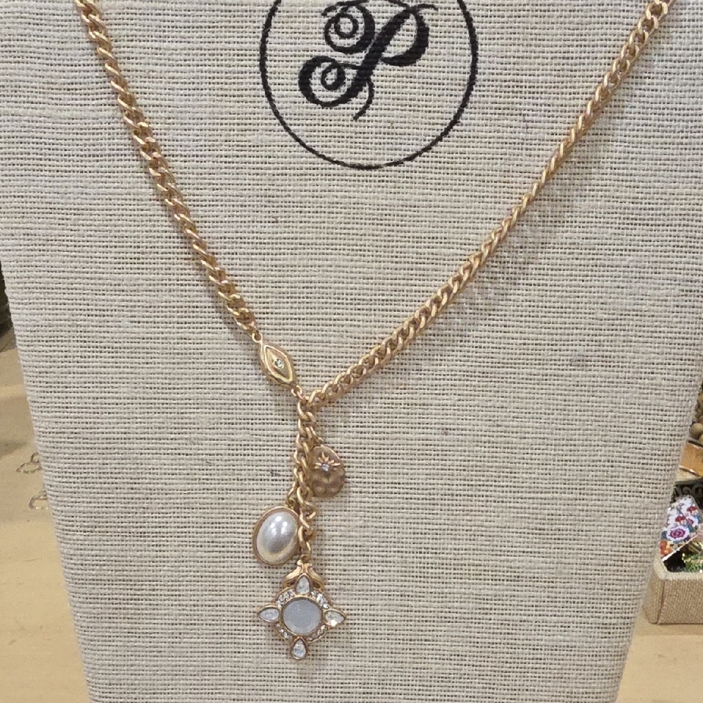 Plunder Gold Necklace with Pearl Accents